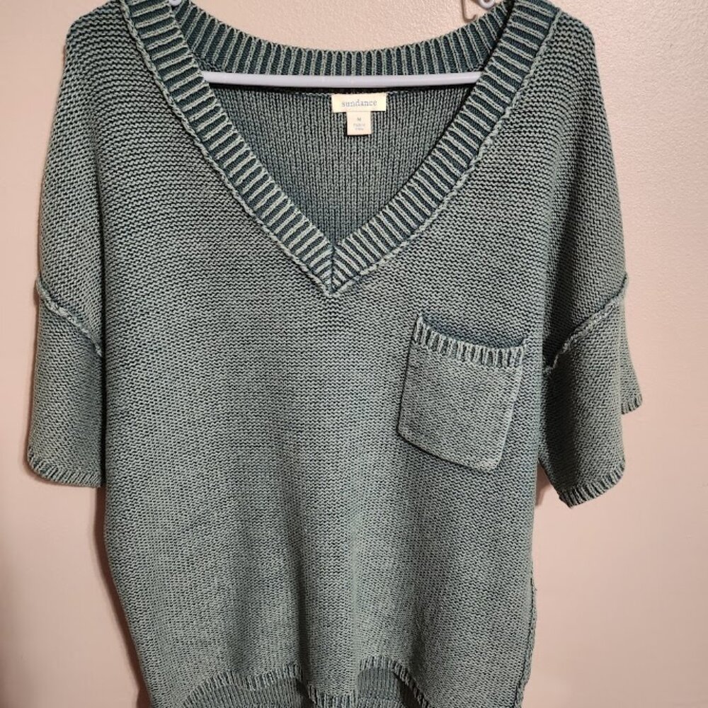 Sundance Much Loved Short Sleeve Knit Teal Blue Size M